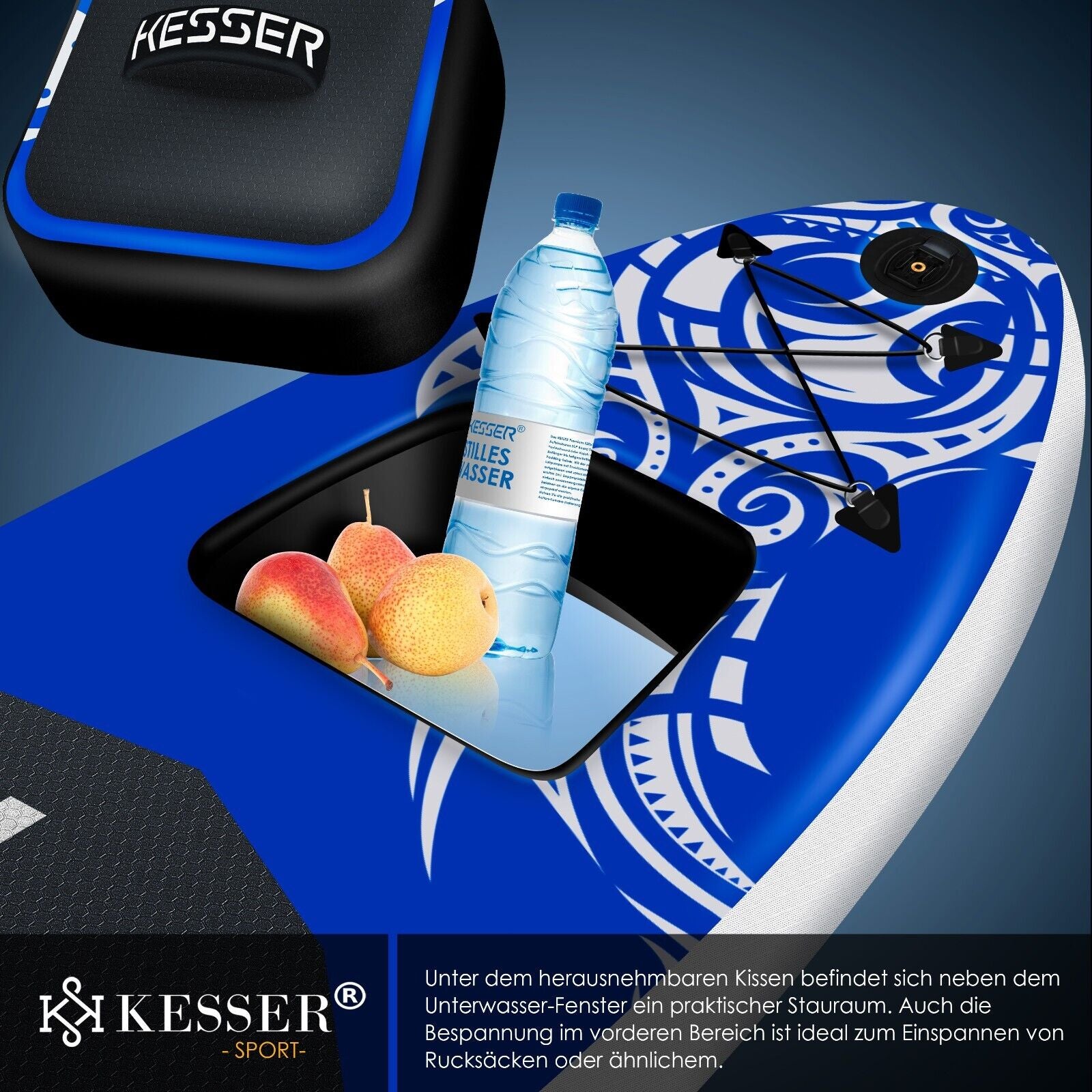 KESSER® SUP Board Set Stand up Paddle Aufblasbar Sichtfenster Surfboard Paddling